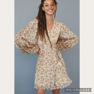 :Price Firm: Anthropologie Let Me Be Shyla Pleated Mini Dress in Neutral Motif